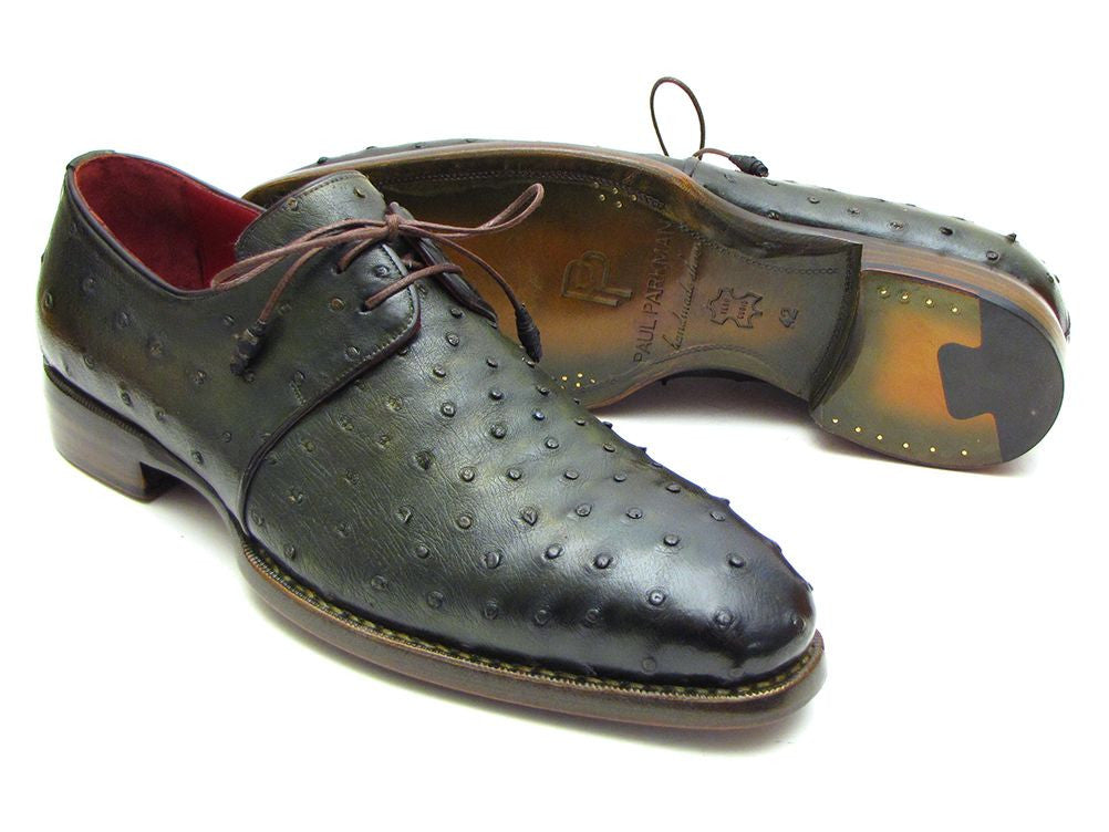 Paul Parkman Goodyear Welted Green Genuine Ostrich Derby Shoes (ID#31VL74)