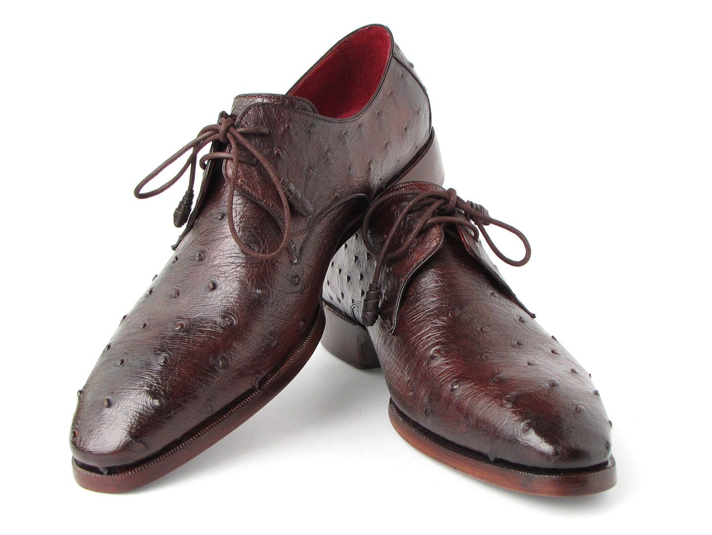 Paul Parkman Men's Brown Genuine Ostrich Derby Shoes (ID#33B76-BRW)