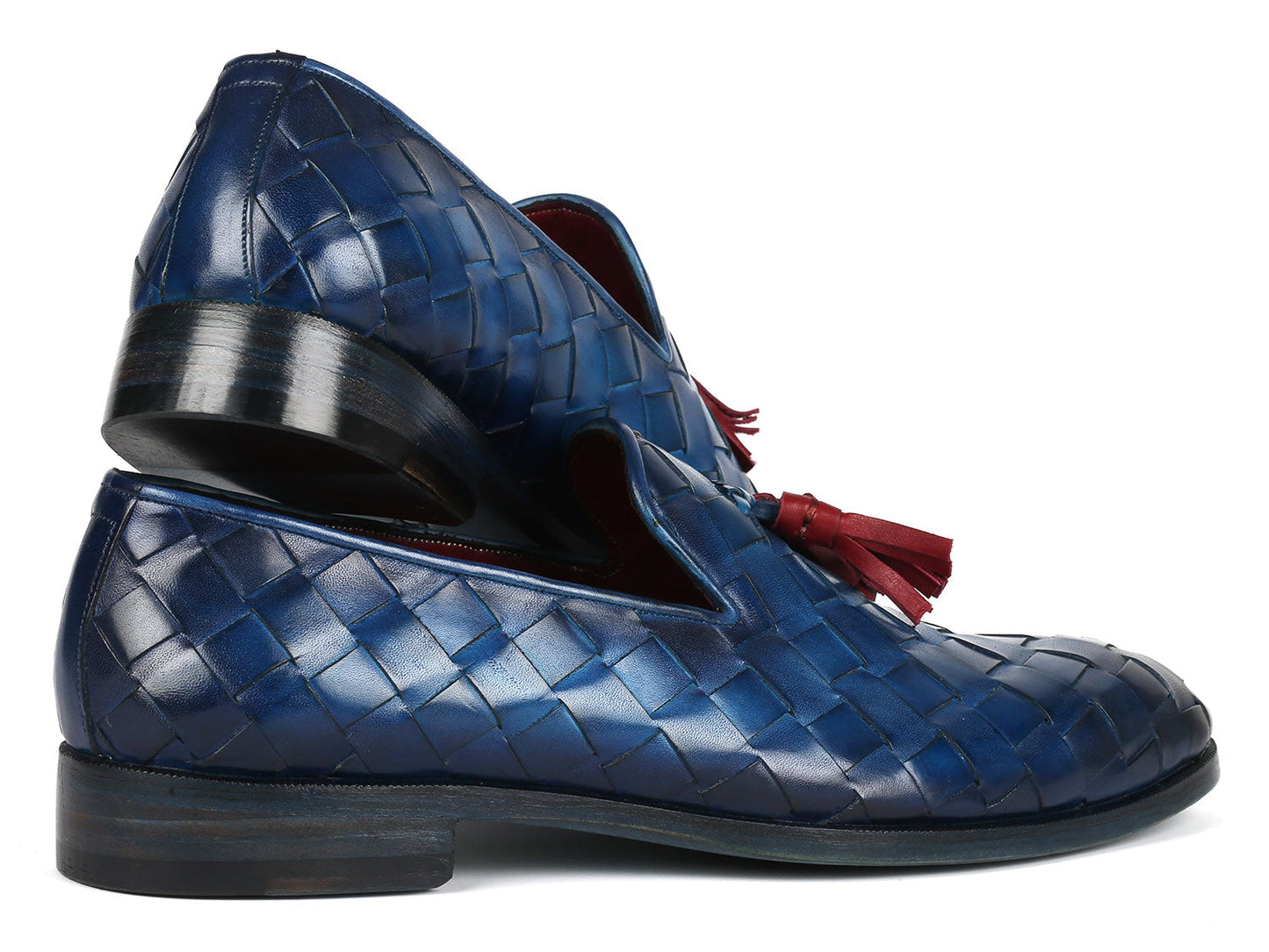 Paul Parkman Men's Big Braided Tassel Loafers Blue (ID#6623-BLU)