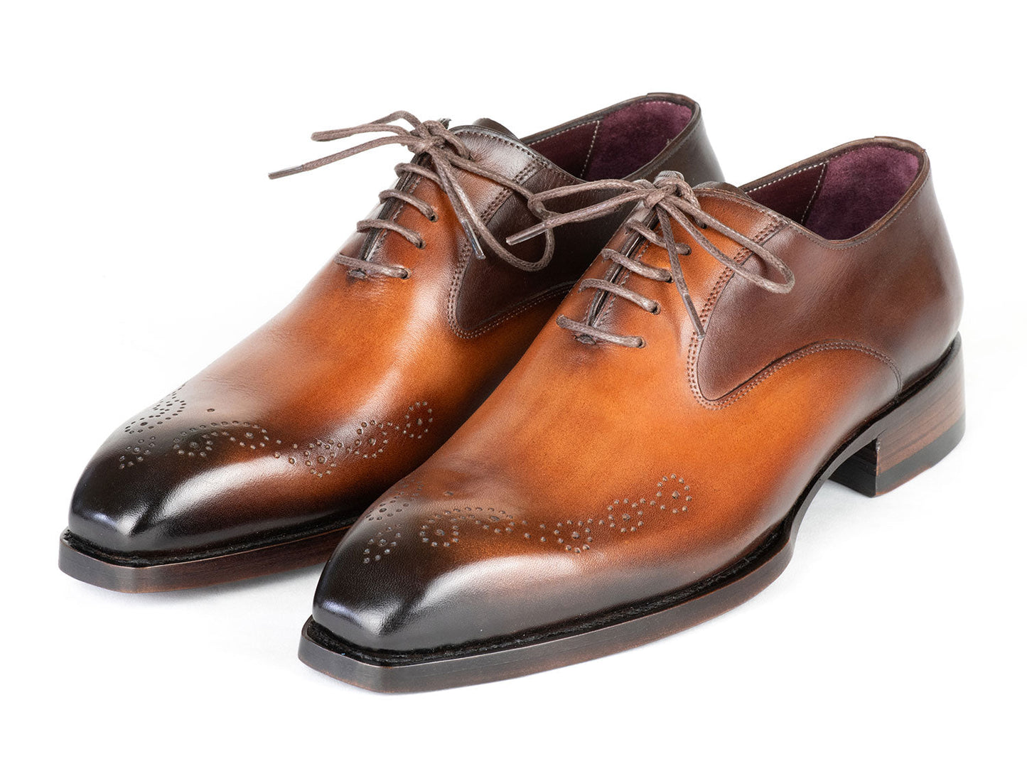 Paul Parkman Goodyear Welted Punched Oxfords Brown & Camel (ID#5364-BRC)