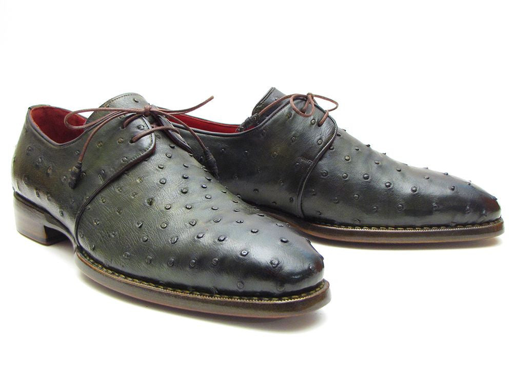 Paul Parkman Goodyear Welted Green Genuine Ostrich Derby Shoes (ID#31VL74)
