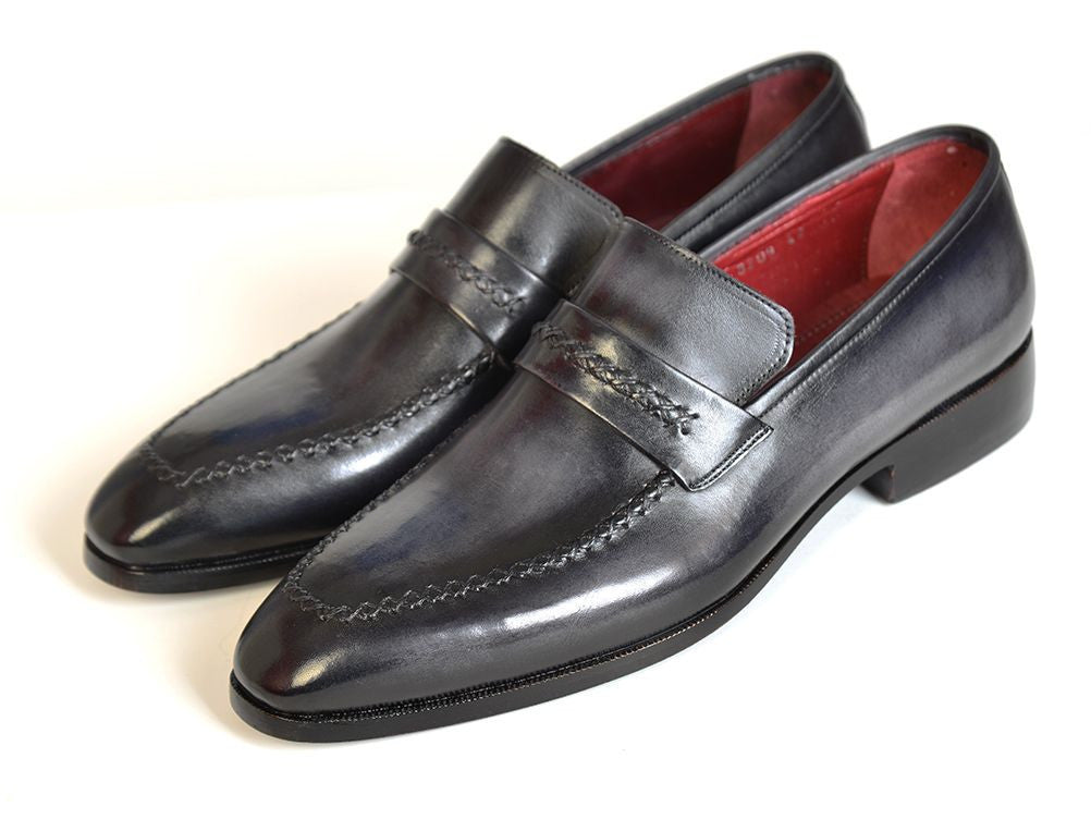 Paul Parkman Gray & Black Men's Loafers (ID#068-GRAY)