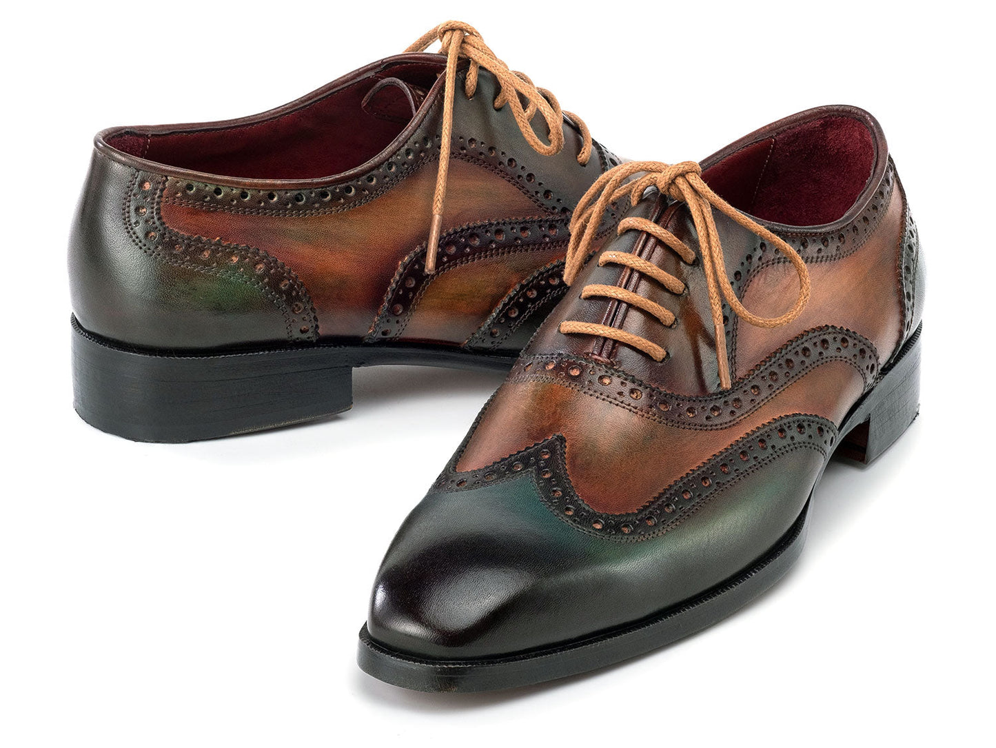 Paul Parkman Wintip Oxfords Green Handpainted Calfskin (ID#228-GRN)