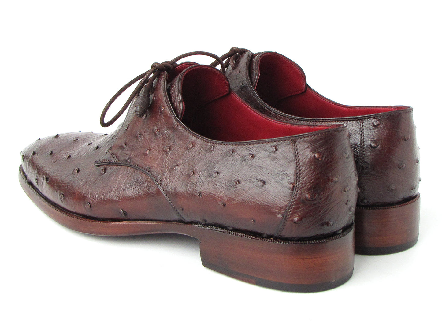 Paul Parkman Men's Brown Genuine Ostrich Derby Shoes (ID#33B76-BRW)