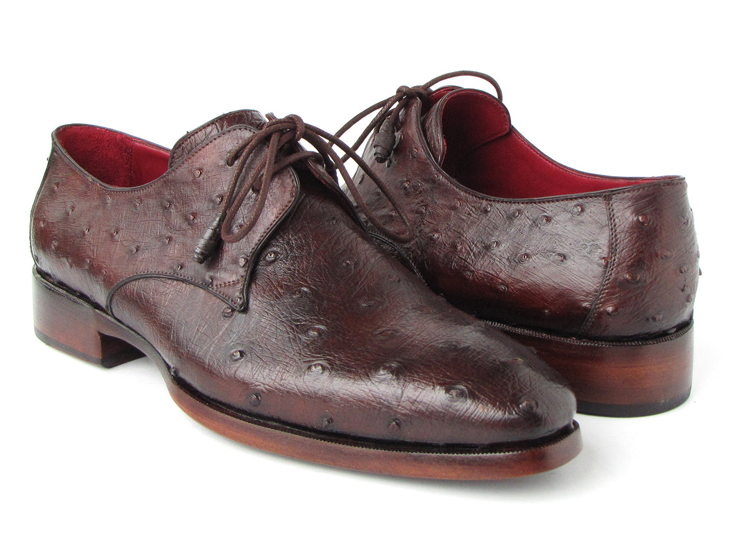 Paul Parkman Men's Brown Genuine Ostrich Derby Shoes (ID#33B76-BRW)