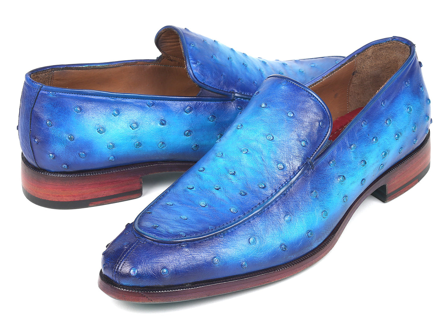 Paul Parkman Genuine Ostrich Loafers Ocean Blue (ID#73954-BLU)