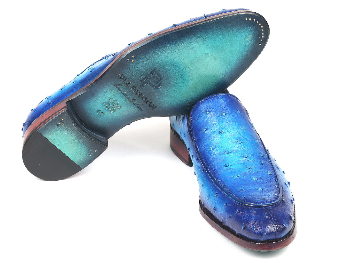 Paul Parkman Genuine Ostrich Loafers Ocean Blue (ID#73954-BLU)
