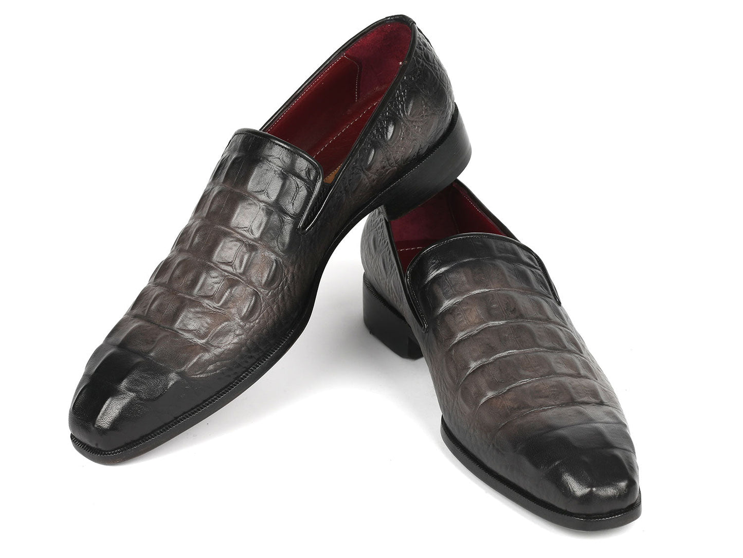 Paul Parkman Gray Crocodile Embossed Calfskin Loafers (ID#5576-GRY)